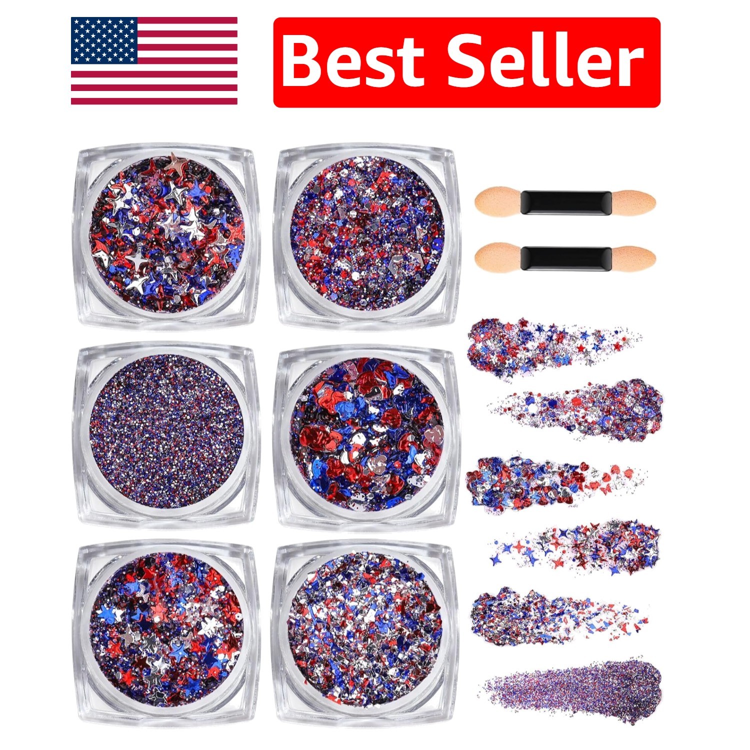 Vibrant 6 Shape Body Glitter Gel – Easy Application for 4th of July Celebrations
