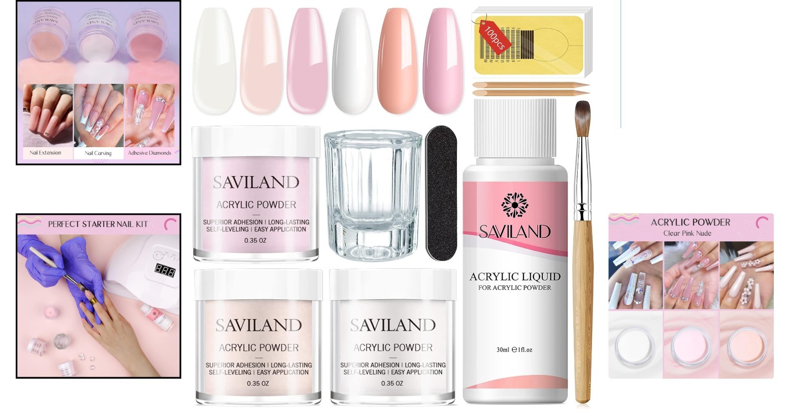 Eco-Friendly Acrylic Nail Starter Kit: Non-Toxic Powder, Liquid & Tools Included