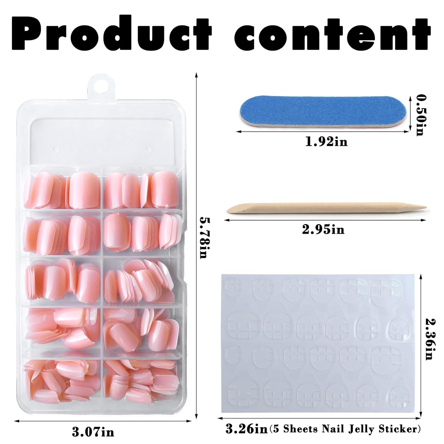 240Pcs Short Press on Nails Peach Pink Full Cover Short Square Glossy Fake Nails