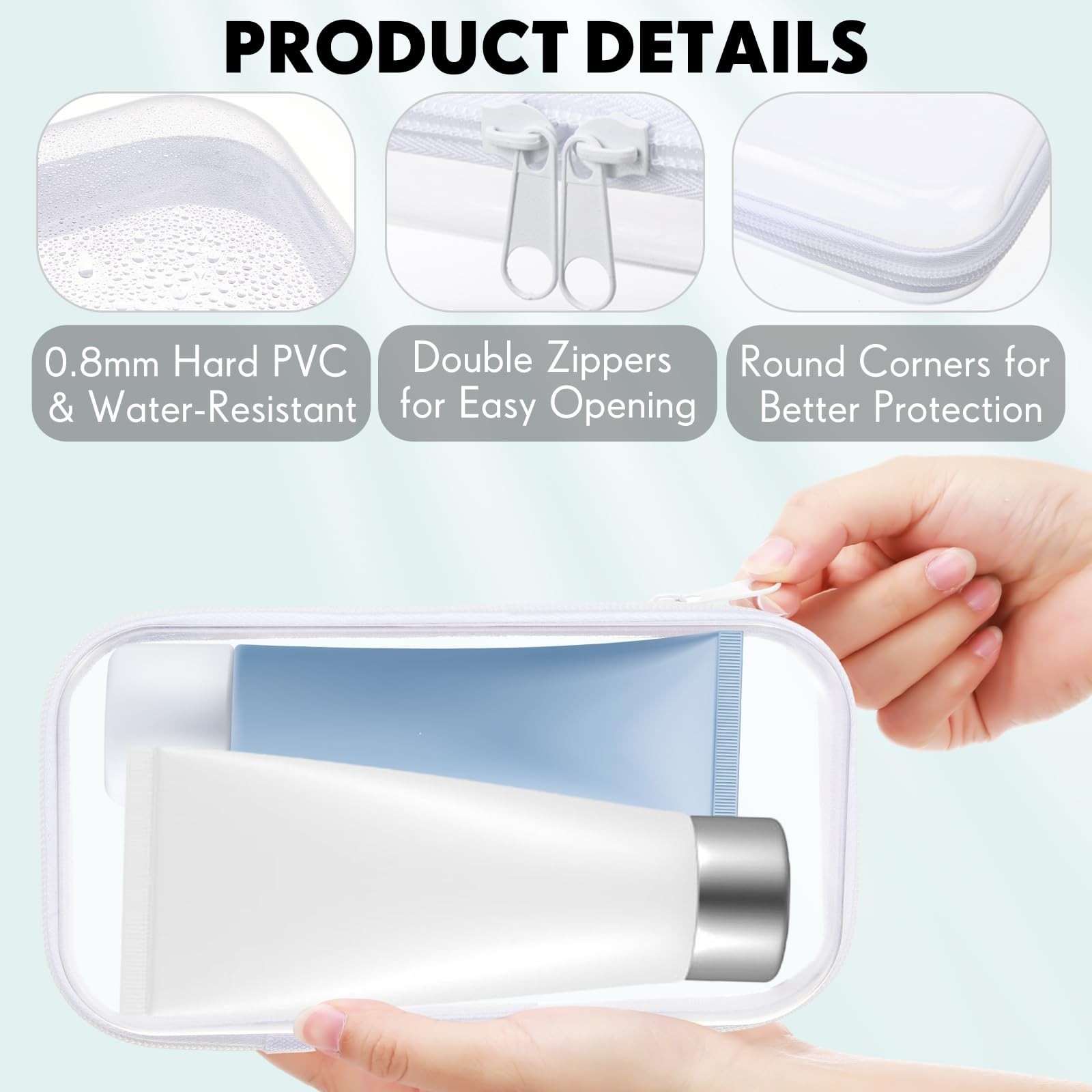 Sanwuta 10 Pcs Hard Zipper Case Clear Hard Pouches Plastic Zipper Pencil Box …