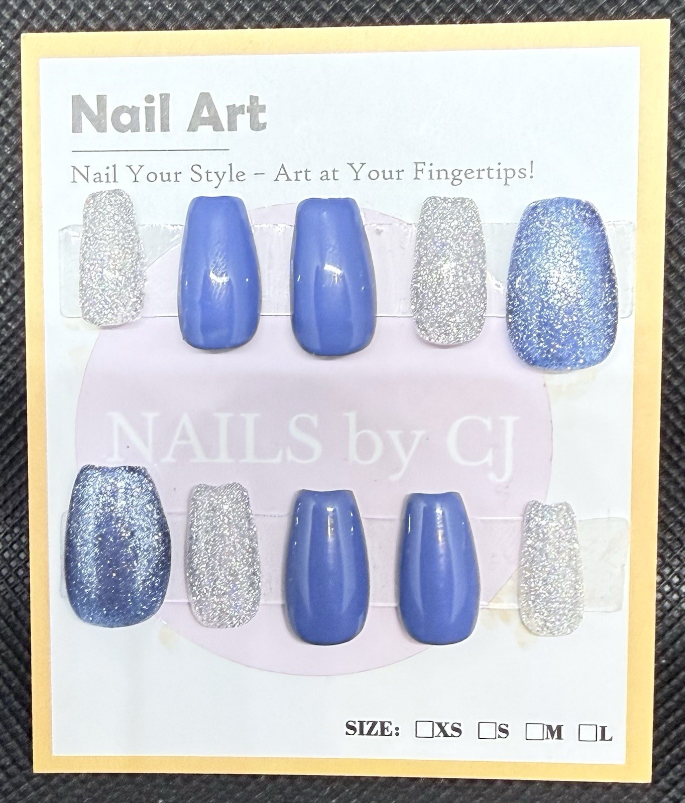 Blue and Silver Press On Nails Made To Order All Lengths And Shapes Available