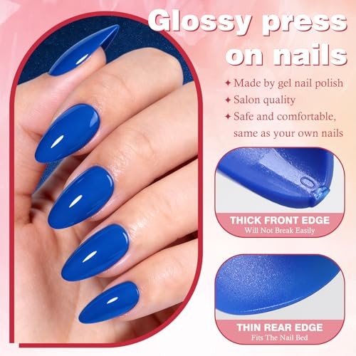 Almond Nails Short Set – 5 Pieces – Royal Blue