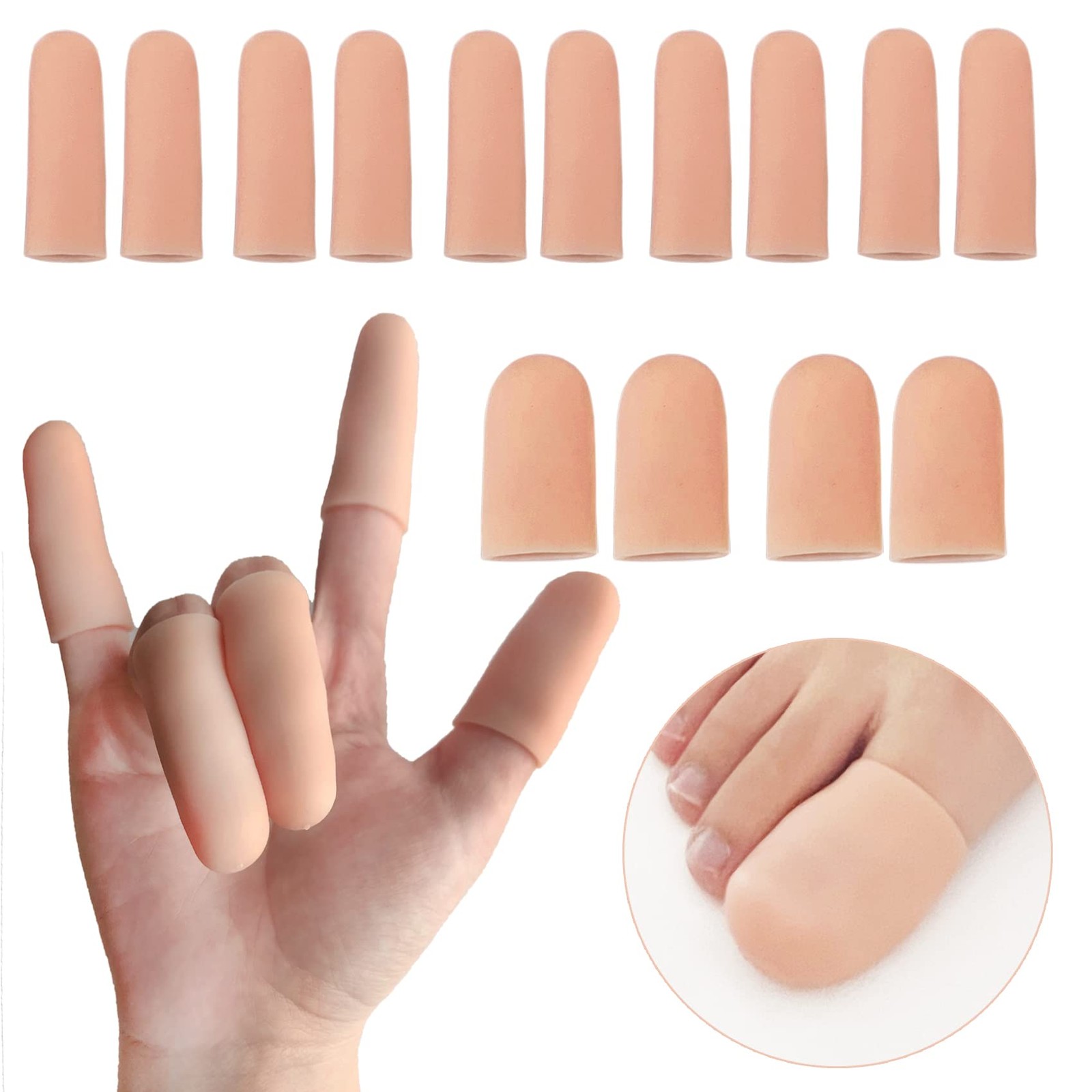 Silicone Finger Cots 14 PCS Gel Protectors Soft Reusable Caps Trigger Hand