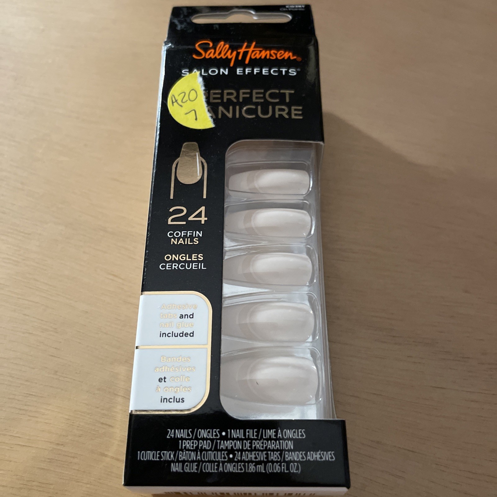 New Sally Hansen Salon Effects Perfect Manicure 24 Press-On Nails Coffin W/Glue