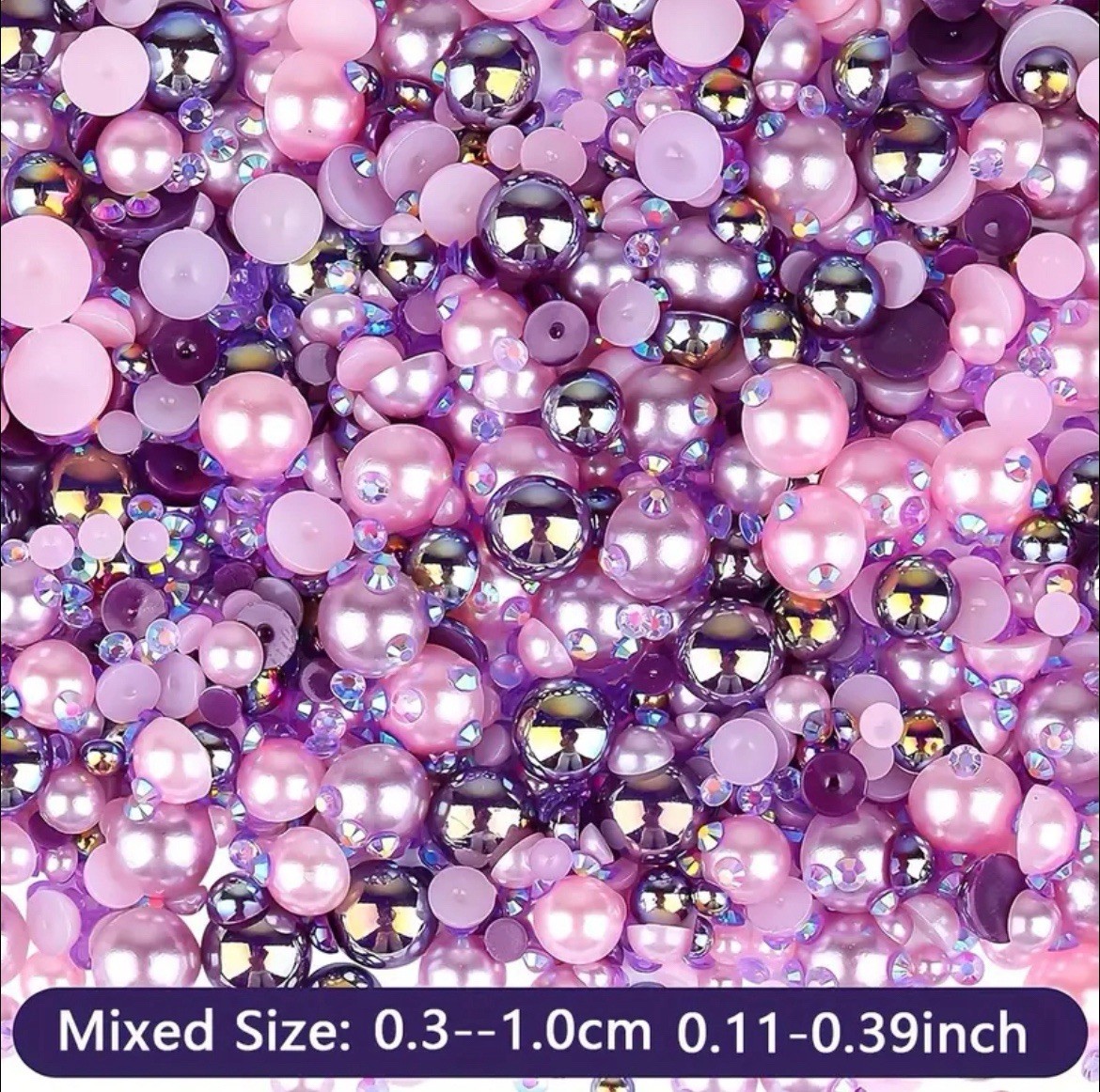 Rhinestones 25grms of Mixed sized Purple & Pink Stones , 2-10Mm Flat back beads