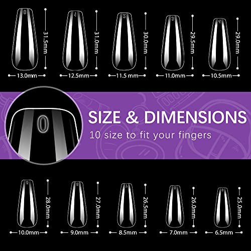 Long Fake Nails – Acrylic Coffin Shaped Clear Z6-Long Ballerina – Clear