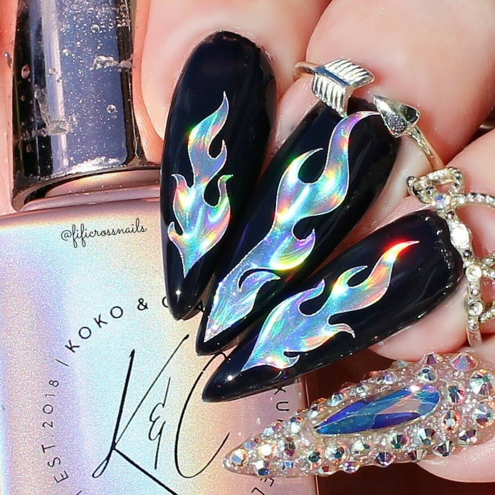 Dripping Flames Stickers (Holo) – Daily Charme Collaboration, Nail Stickers