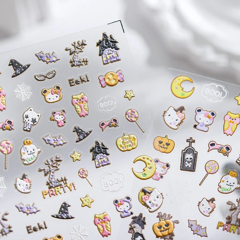 Halloween Cat Nail Decals – Ghosts & Pumpkin Mix (358)
