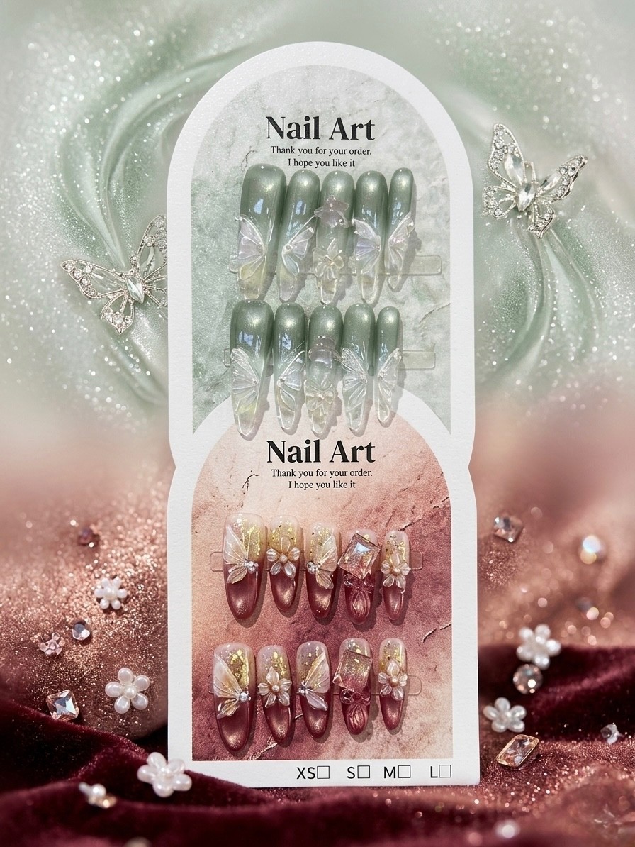 2 sets of Green Burgundy Cat Eye