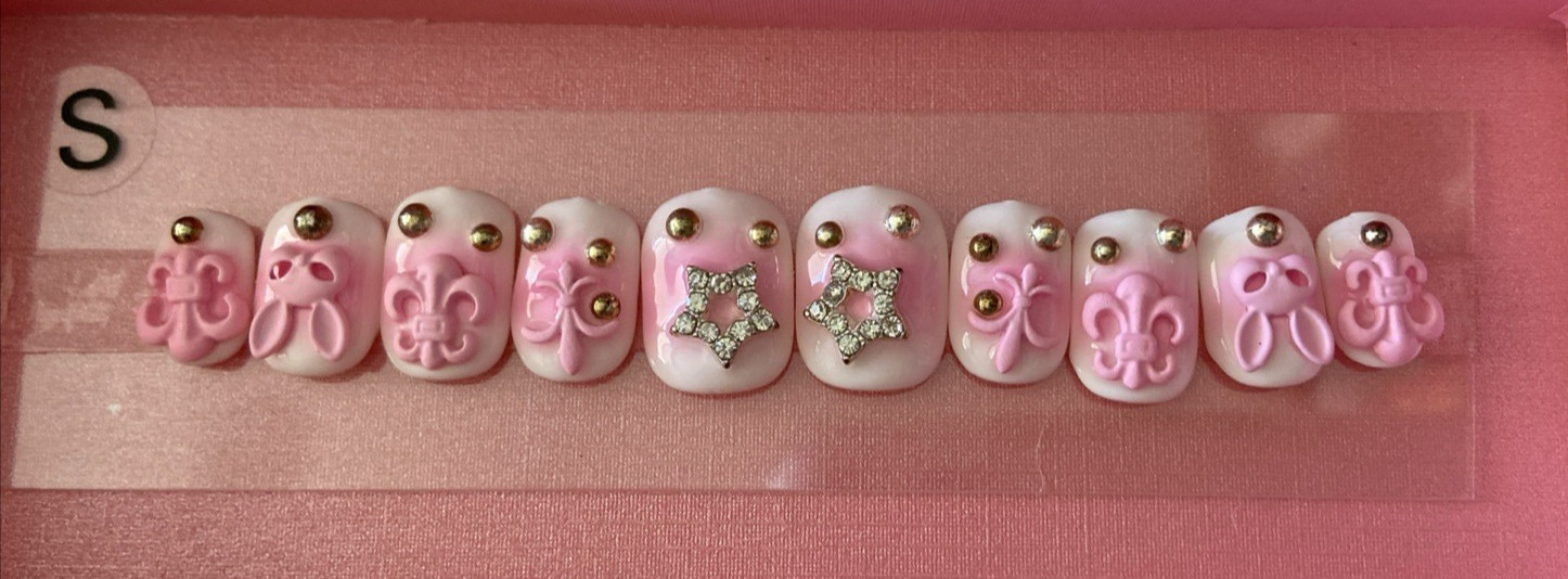 LovFul H141 Square Short Small Handmade Nails Pink *NEW*