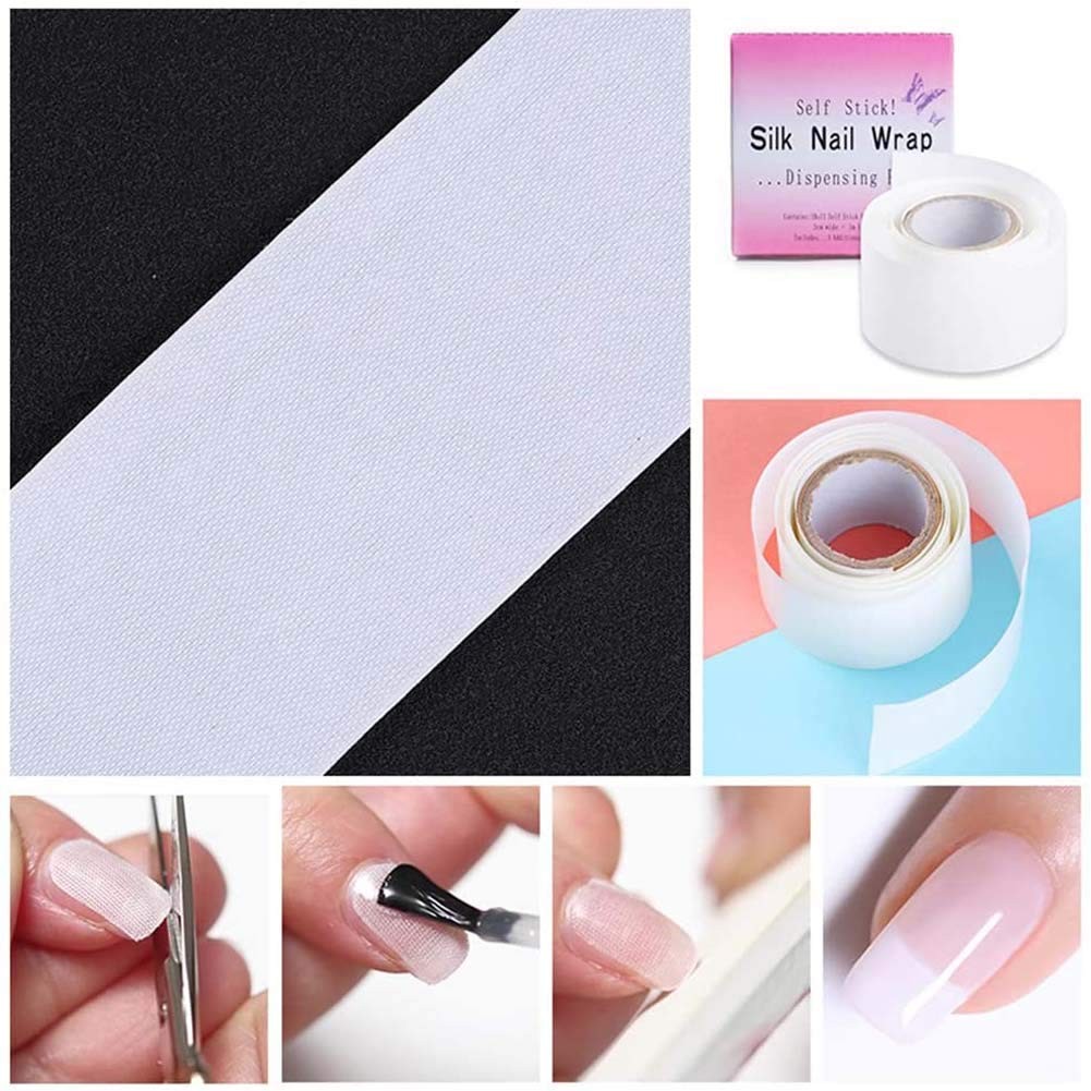 1 Roll Nail Repair Fiberglass Silk Wrap Self 1.2×39.4 Inch (Pack of 1), clear