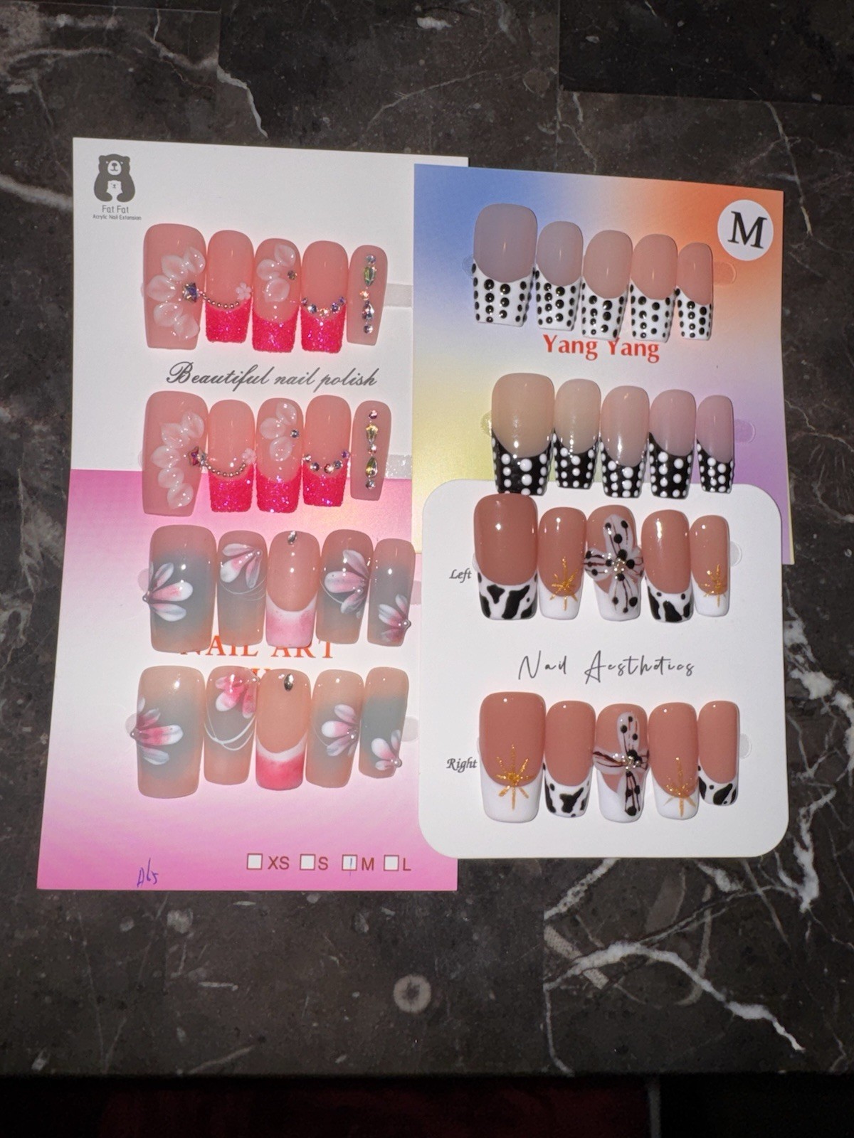 Handmade Press On Nails Square Size Medium Bundle Variety of Styles and Colors
