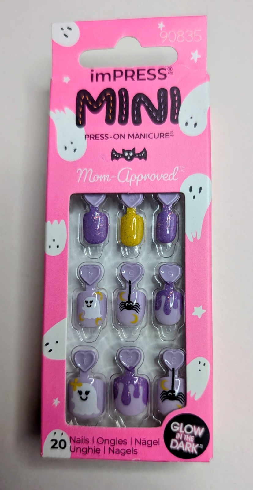Kiss imPRESS MINI Halloween Press-On Nails – Purple Ghosts