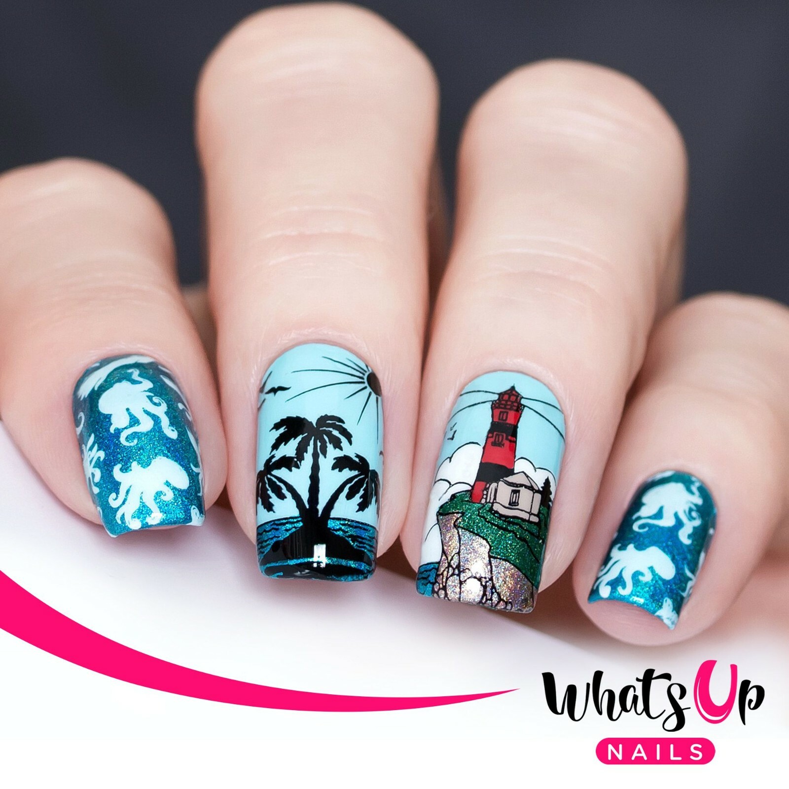 B056 Coasting to the Sea Stamping Plate For Stamped Nail Art Design