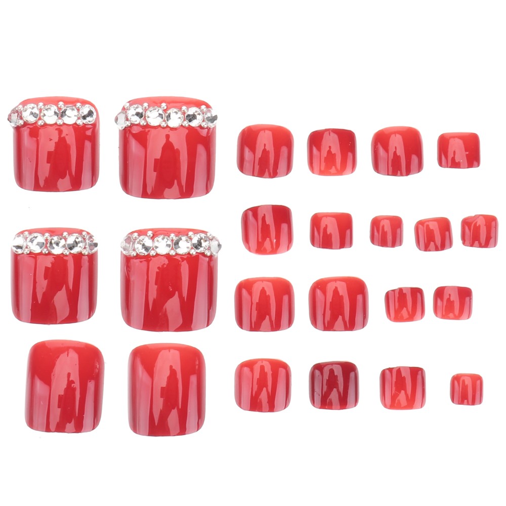 2Sets Red False Toenails Full Cover Nail Tips Perfect for Nail Art and Festivals