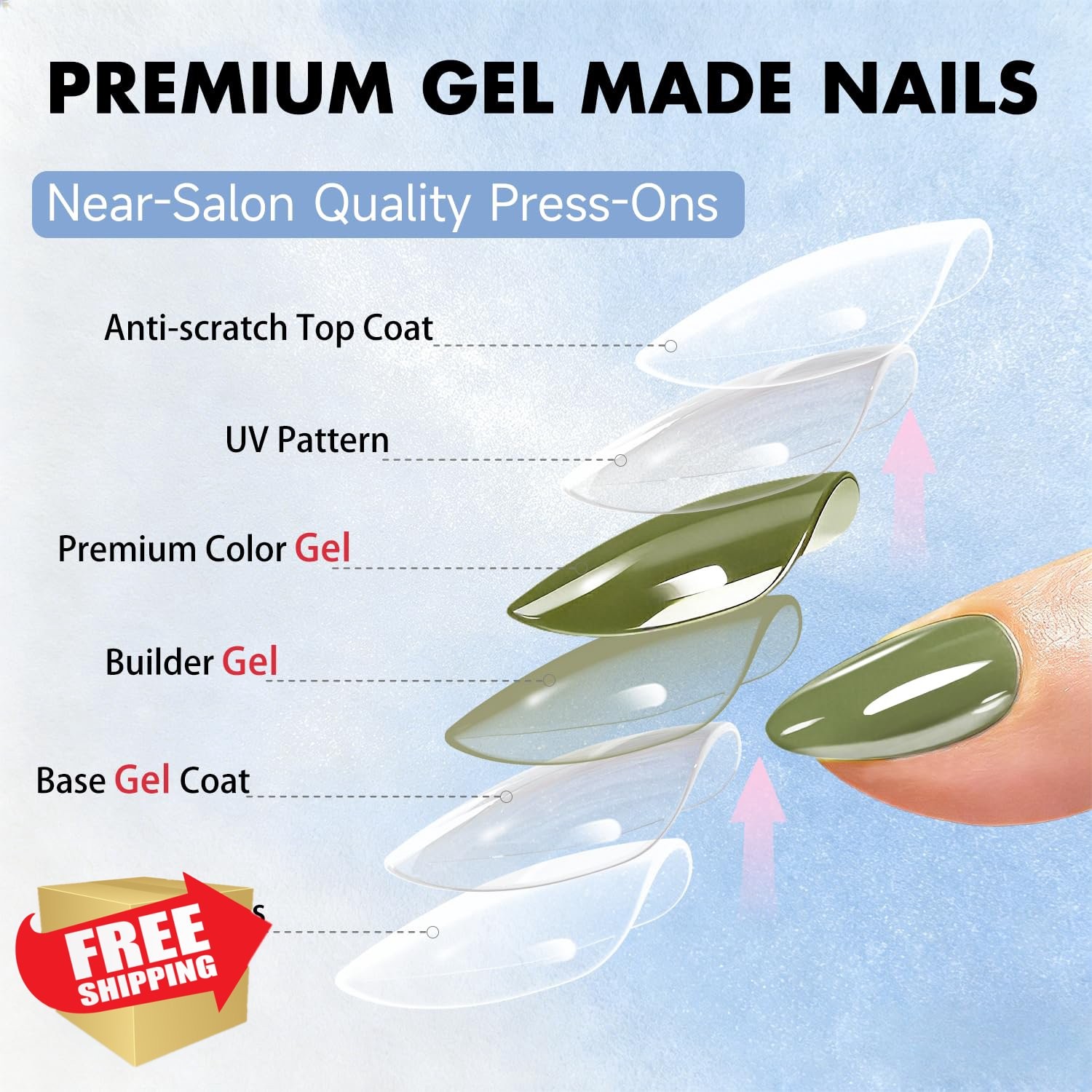 SXVME Chrome Nails Almond Pastel Green Medium