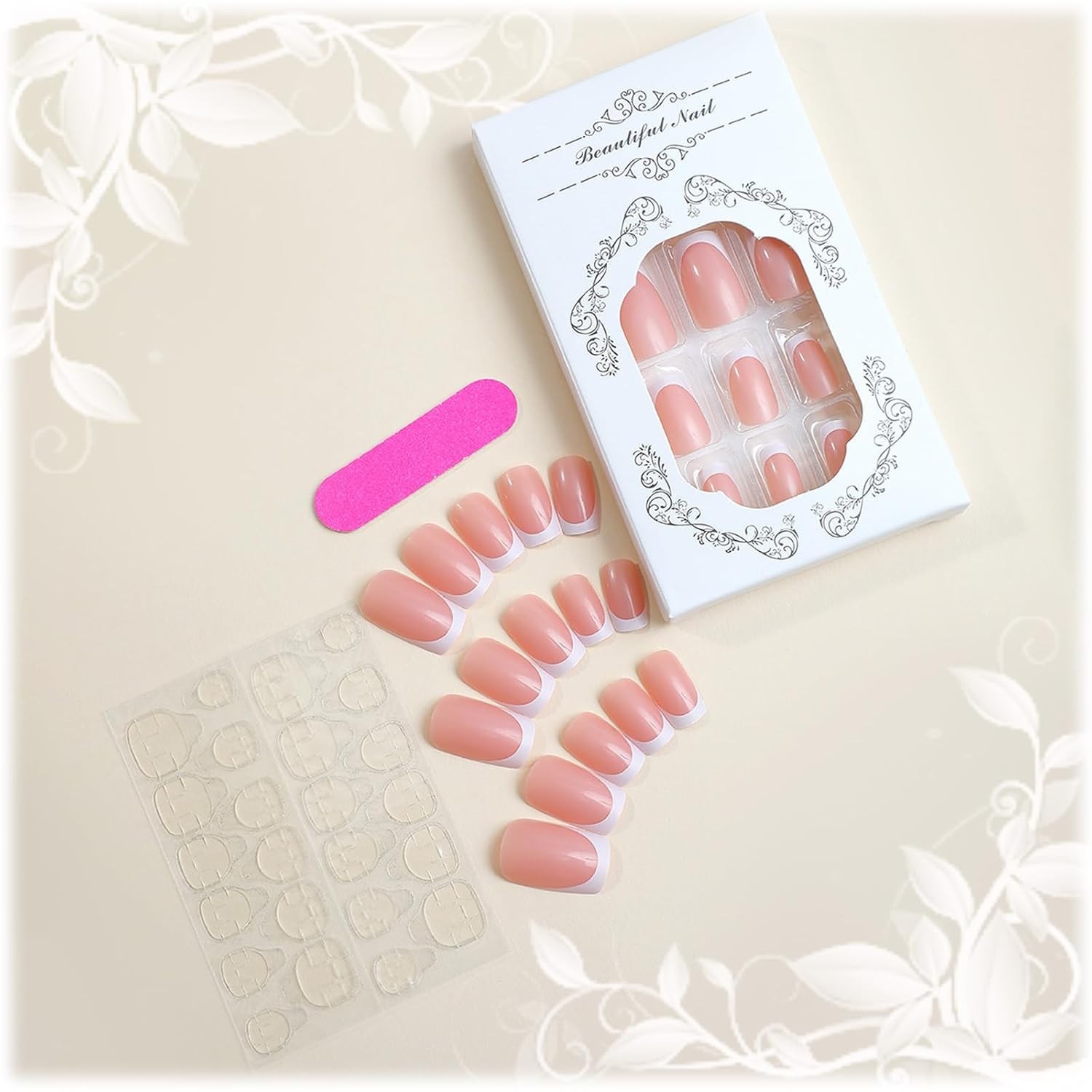 High-Quality 24Pcs French Tips Press-On Nails for Coquette Women – Simple & Chic
