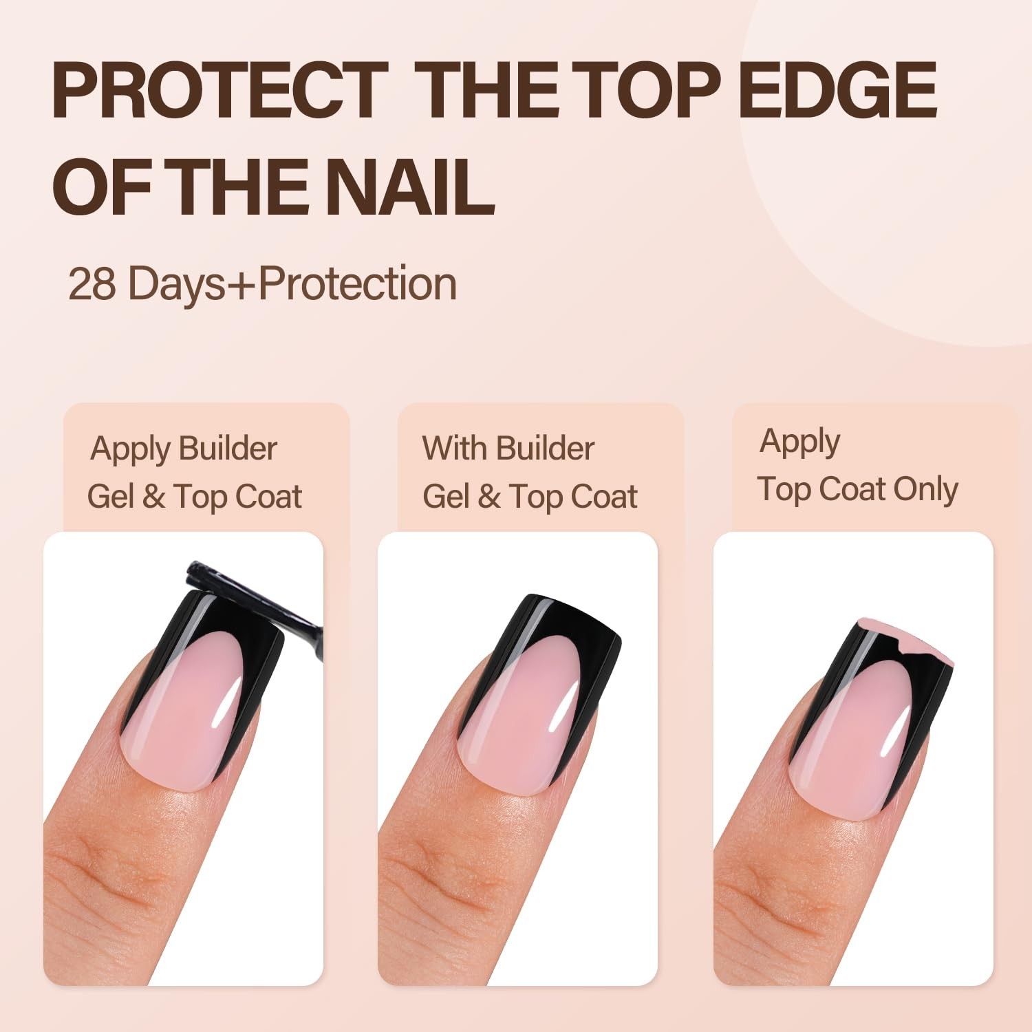 150Pcs Deep French Gel Nail Tips Pink, Black Short Square French Tips Press o…