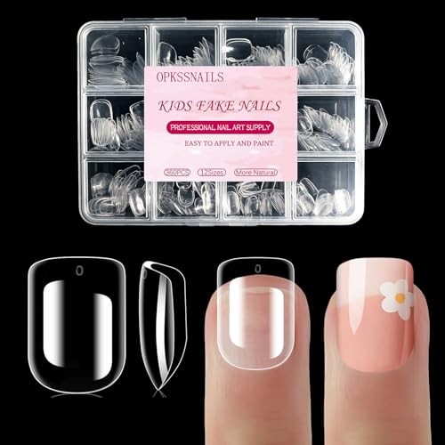 360Pcs Kid Nail Tips,Soft Gel Nail Tips Pre-Shaped B3 Nature Nail Tips for Kids