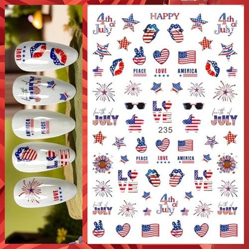 4th of July Nail Sticker for Art Self Art Self Adhesive Indenpendece Day Nail