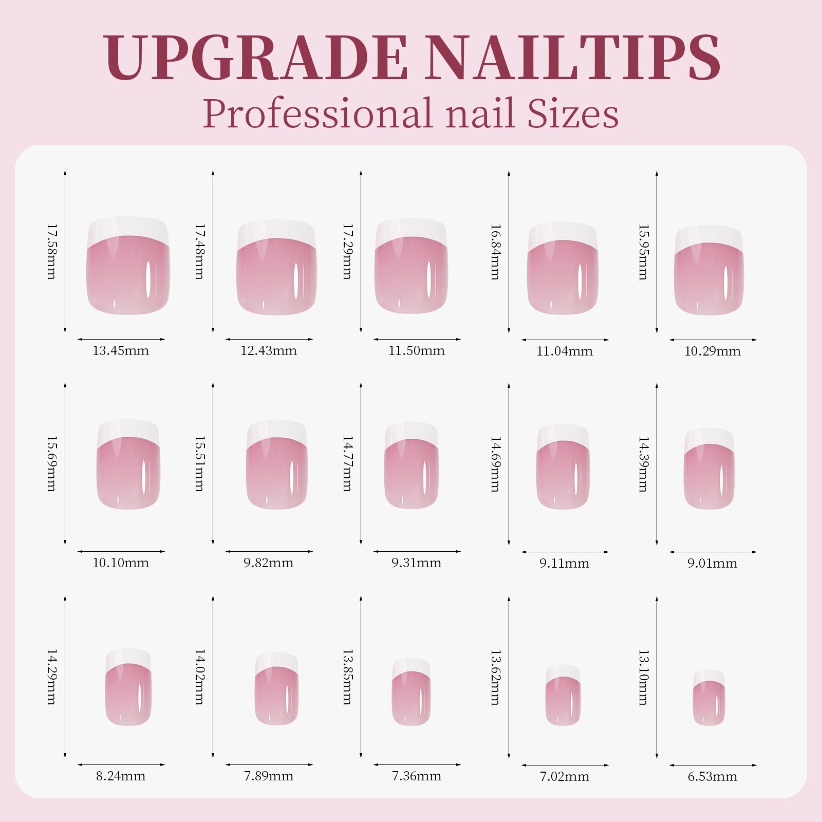 135Pcs Press on Nails French Shape Fake Nai Art Tips Manicure Set 15 Sizes