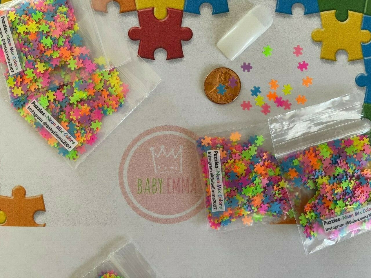 Solvent Resistant Puzzles Shaped (Neon Mixed) 5mm Glitter-Nail Art Acrylic Gel