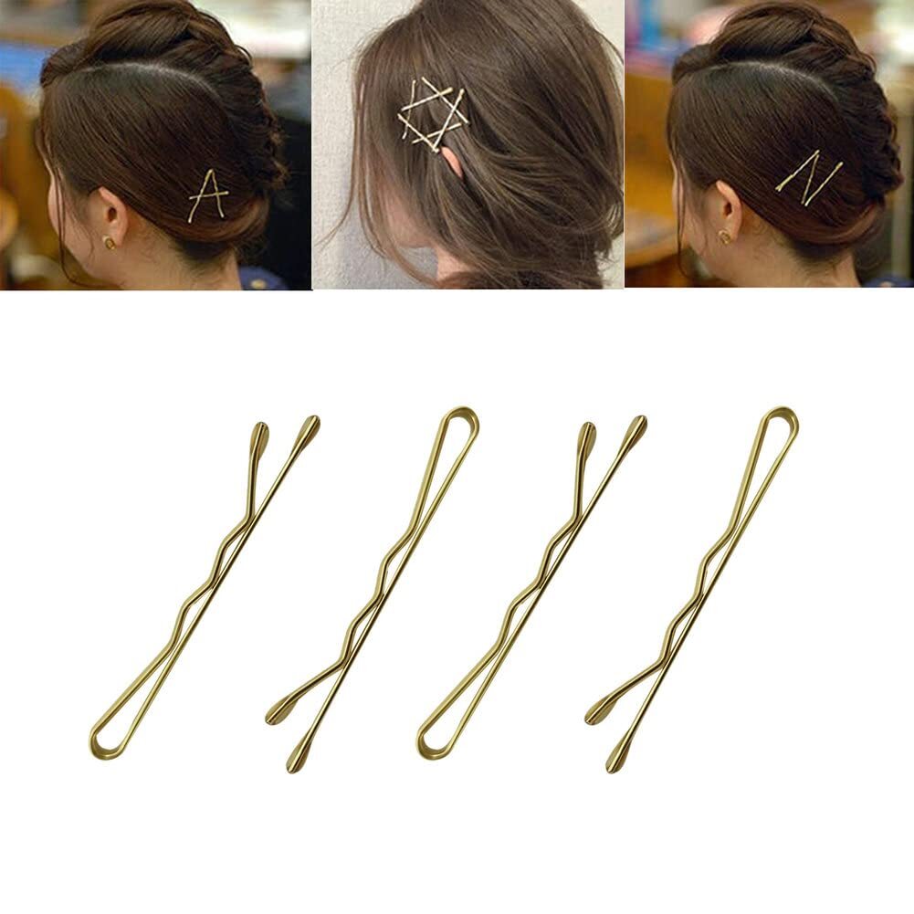 220 Count Mini Wavy 1.38 Inch Blonde Bobby Pins, YINGFENG Gold（1.38inch）