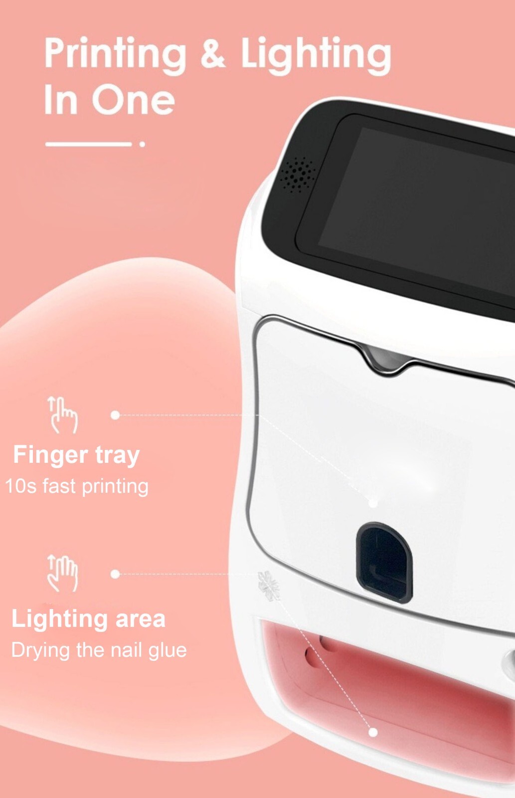 Touch Screen 3D Nail Printer Machine Mobile DIY Nail Art Printer With Gel Dryer