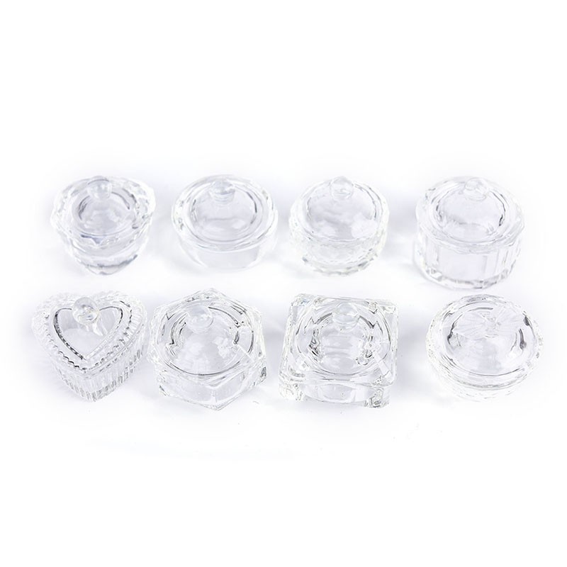 Nail Art Glass Cup Dappen Dish for Arcylic Nail Art Liquid Holder Bow FK.N8