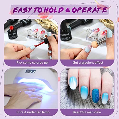 Maitys 4 Pieces Nail Sponges for Ombre UV Gel Nail White, Green, Purple, Blue