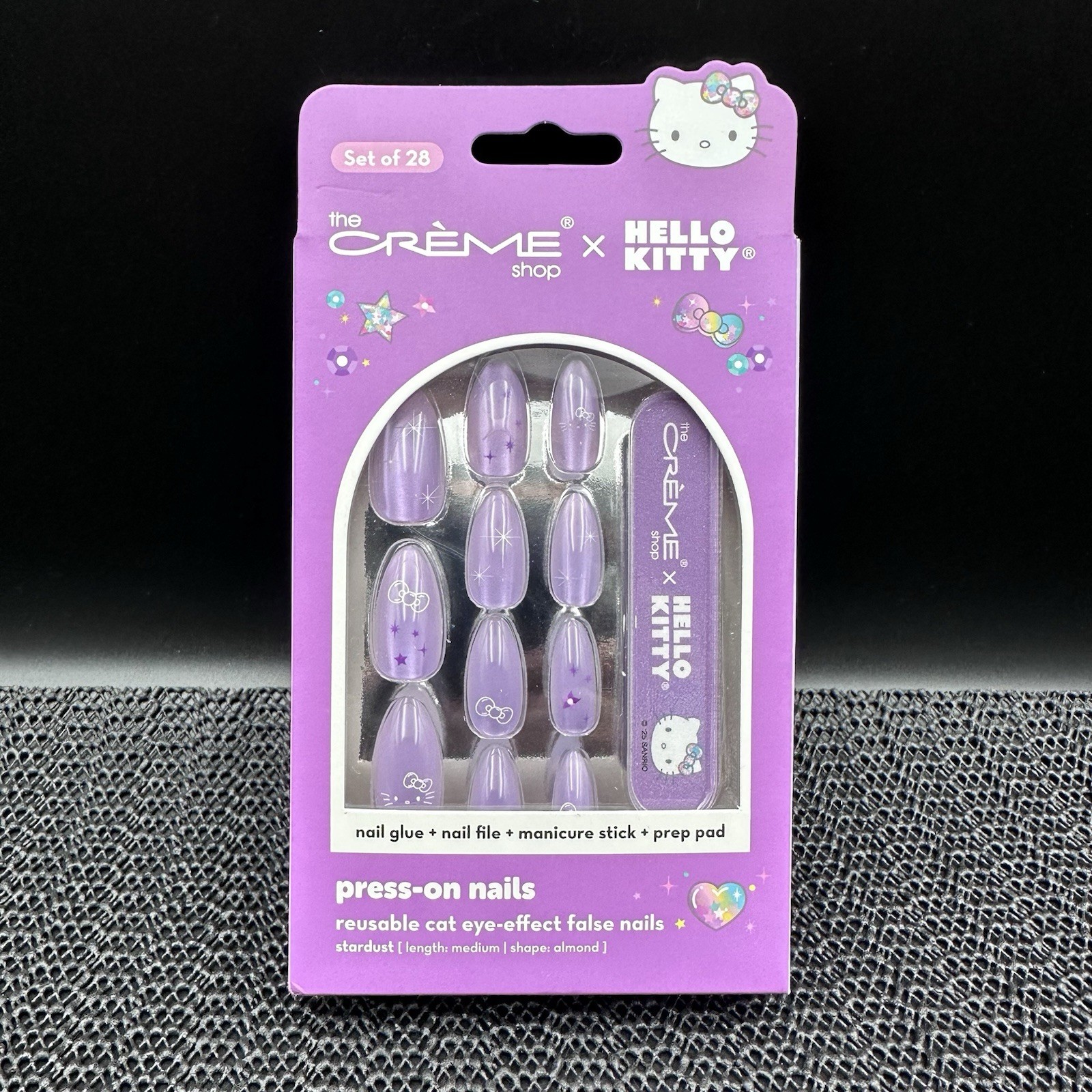 The Crème Shop Hello Kitty Set Of 28 Press On Nails Purple Almond