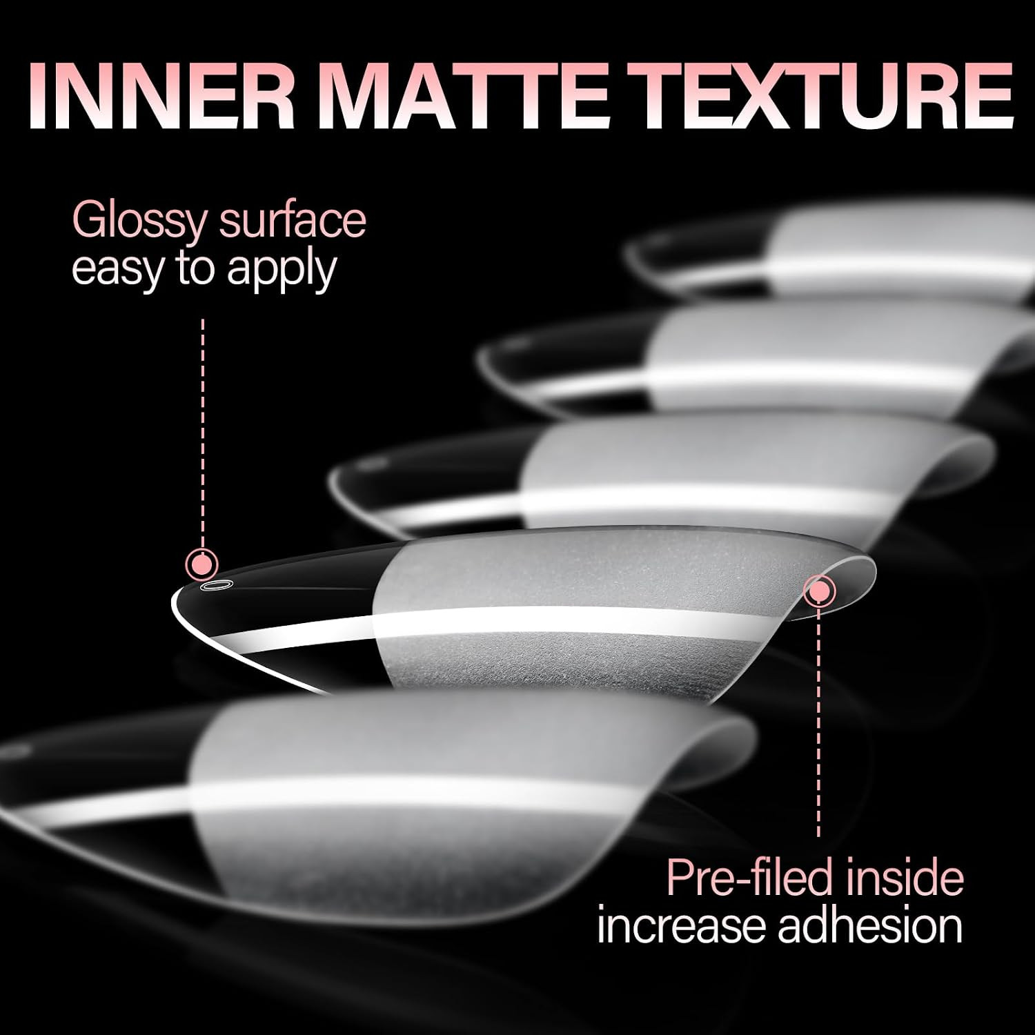 240Pcs Thickened Medium Almond Nail Tips for Home Salon | Half Matte Nail Extens