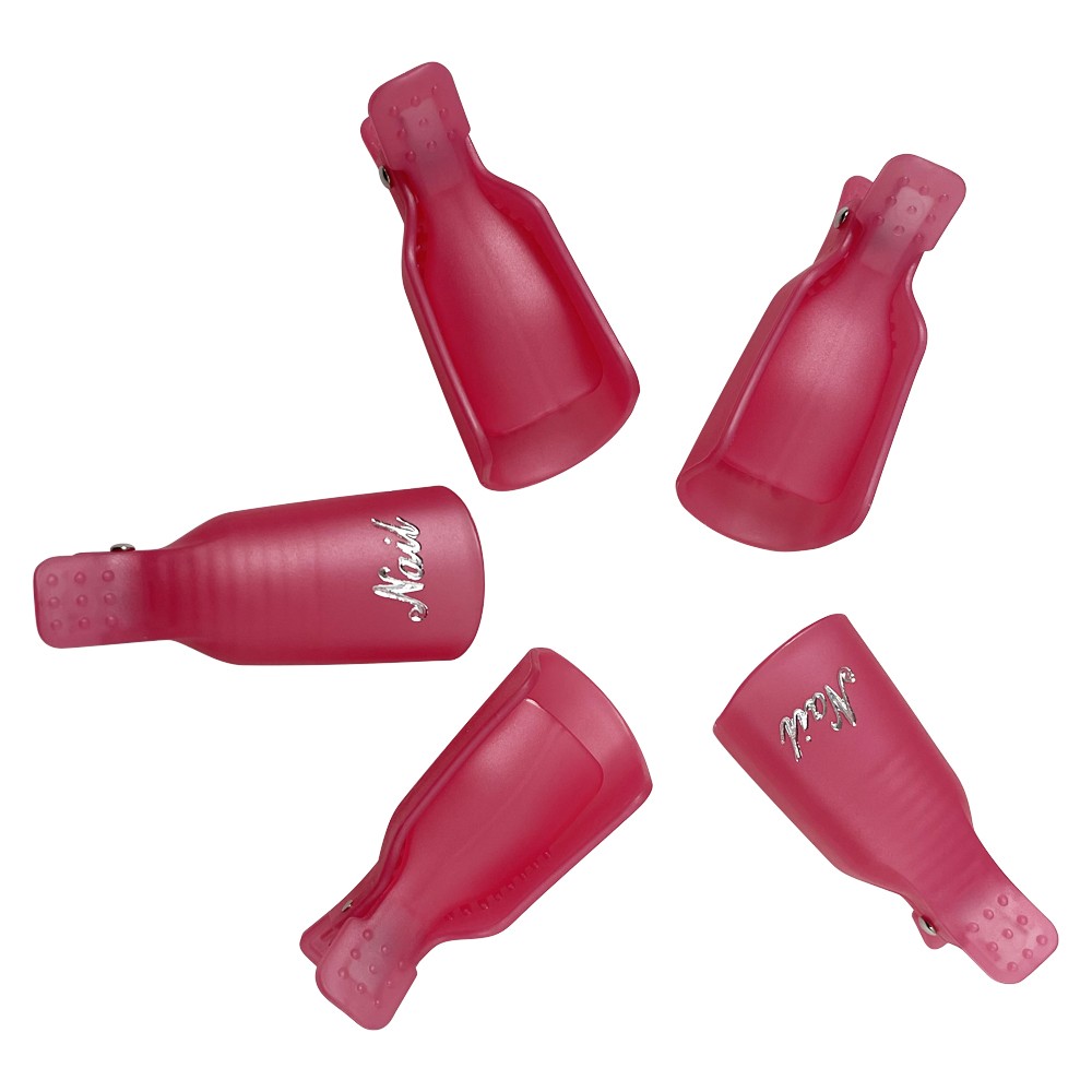 10pcs Nail Art Soak Off Clip Cap Pink Plastic Nail UV Gel Polish Remover