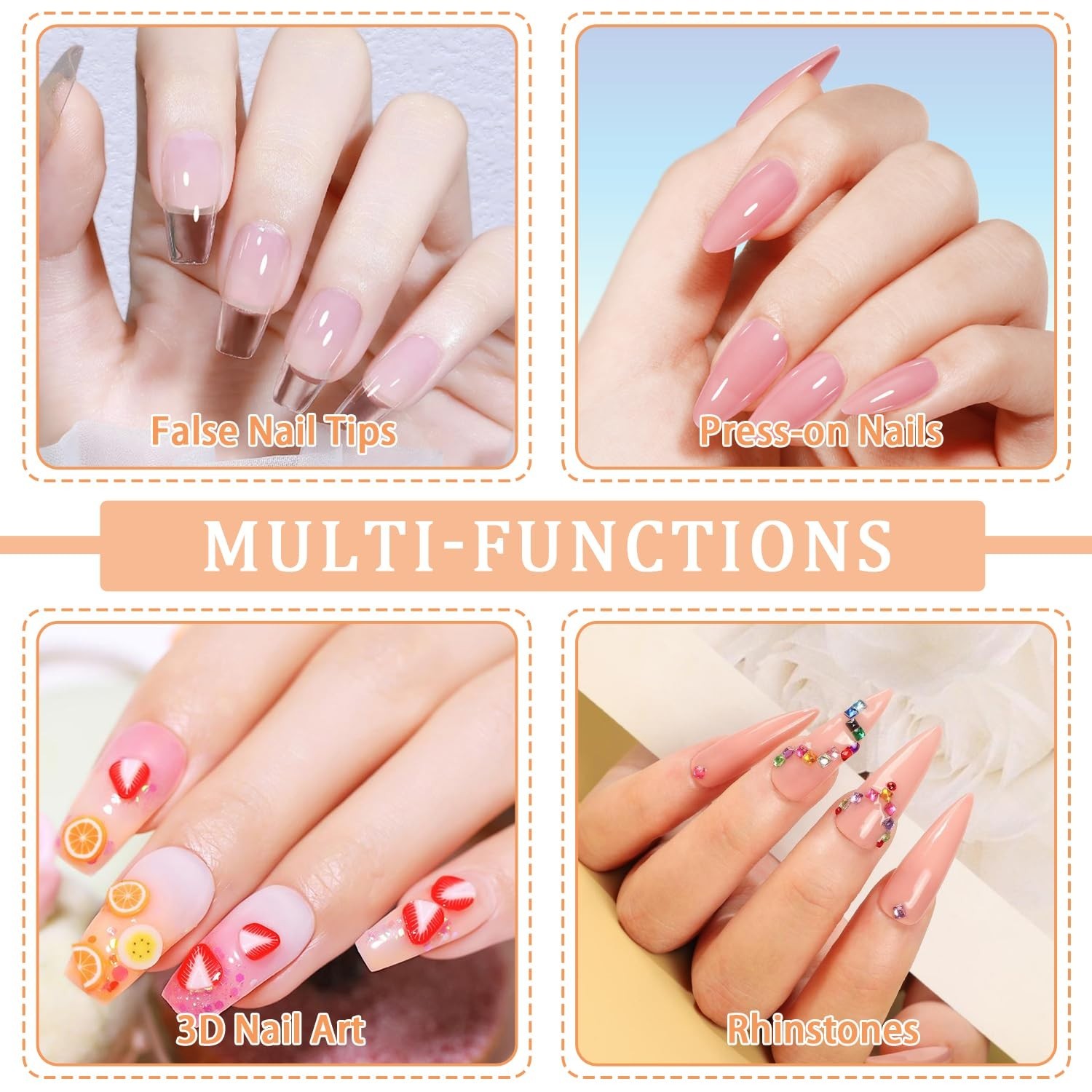 Pegamento de gel sólido para uñas postizas, 15 ml, cura con luz UV
