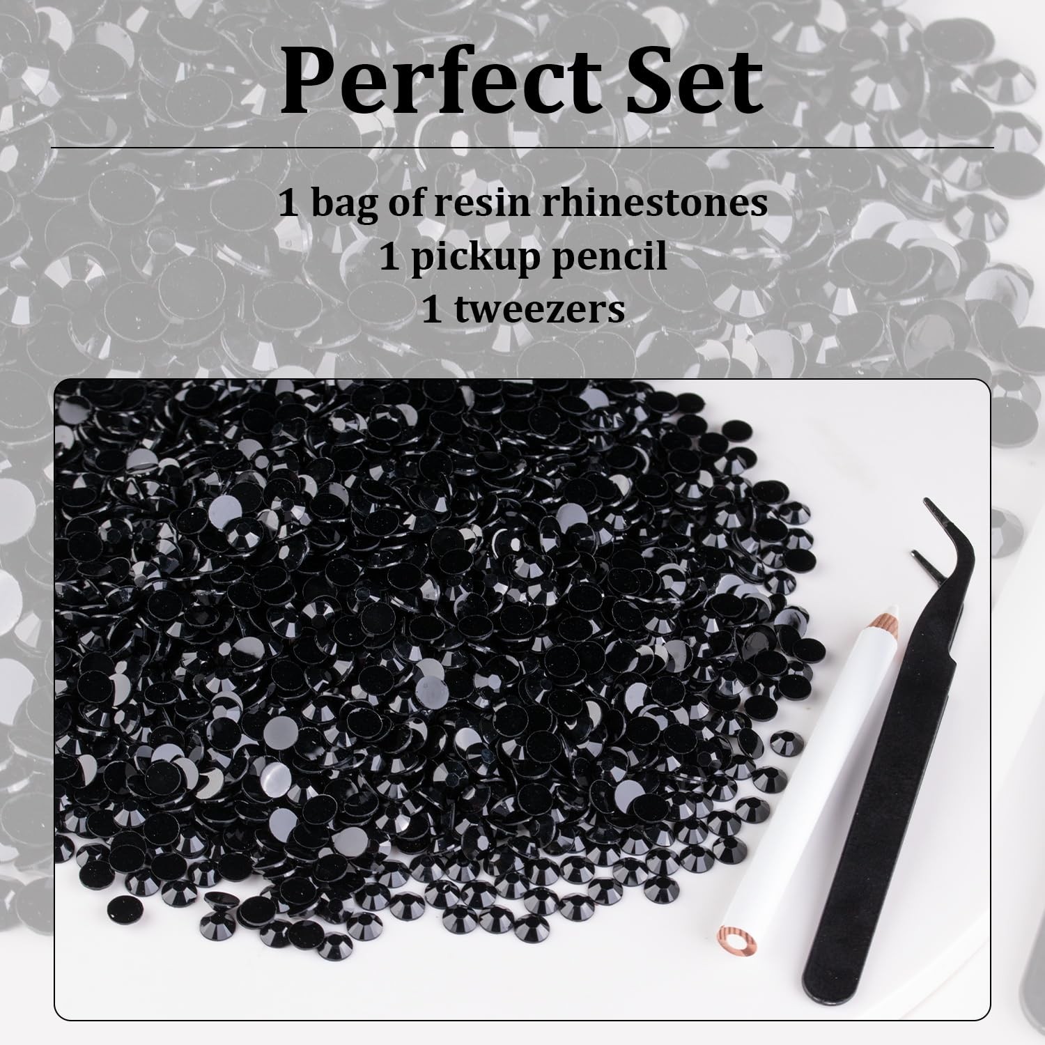 5000pcs 2mm Resin Rhinestones Bulk, Black Flatback Round Jelly Rhinestones Be…