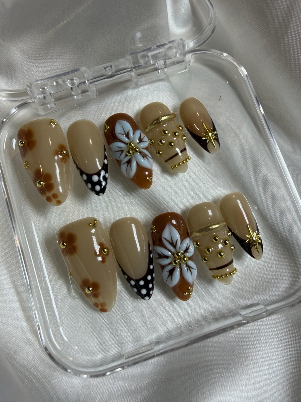 Handmade Gel X Press On Nails Medium | Reusable Salon Quality Custom Set | 10 p