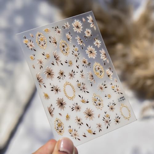 Flower Nail Stickers Daisy Nails Decals Self Adhesive Cute Floral Color A13