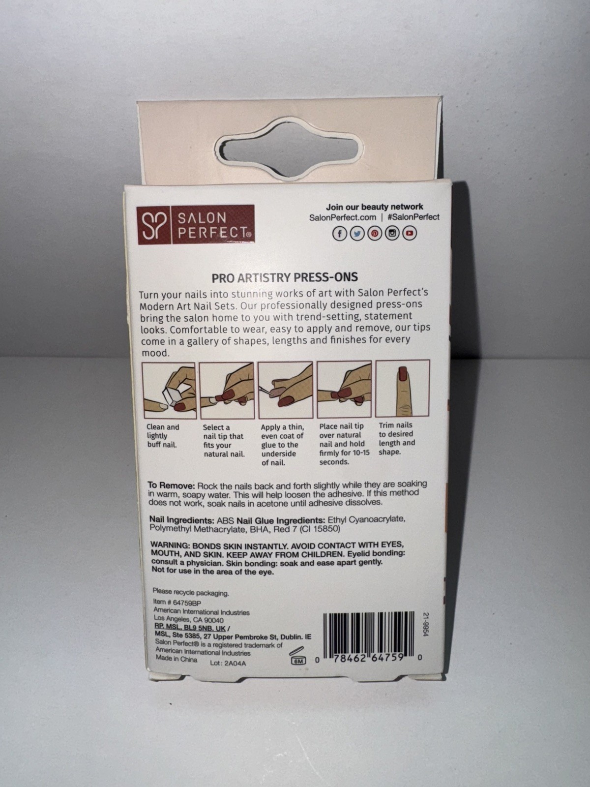2 PACK Salon Perfect Nail Set Medium Stiletto French Black + Brown/Black Design