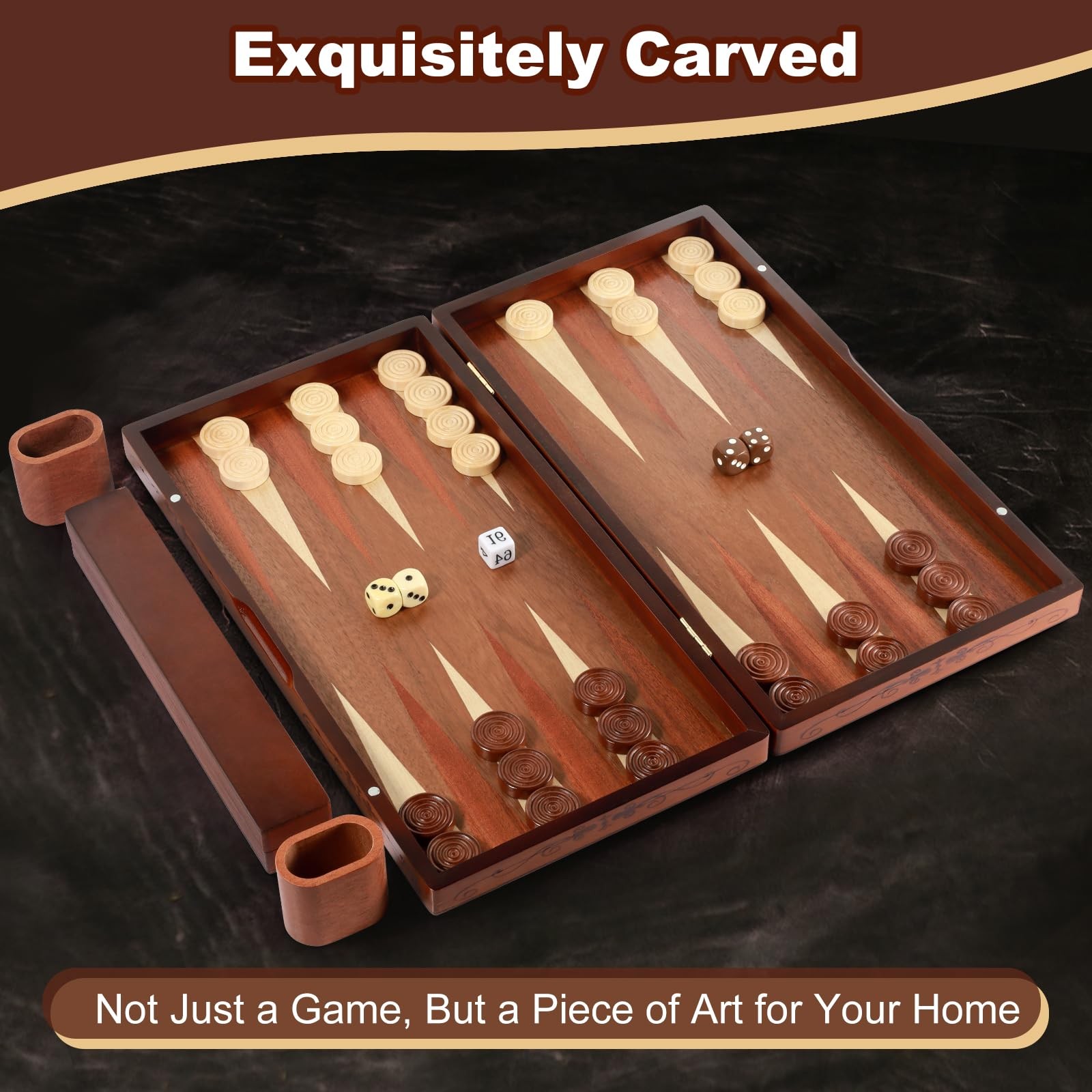 Handcrafted Wooden Backgammon Set – 16×15.3inch, 16 x 15.3 x 0.1 inches
