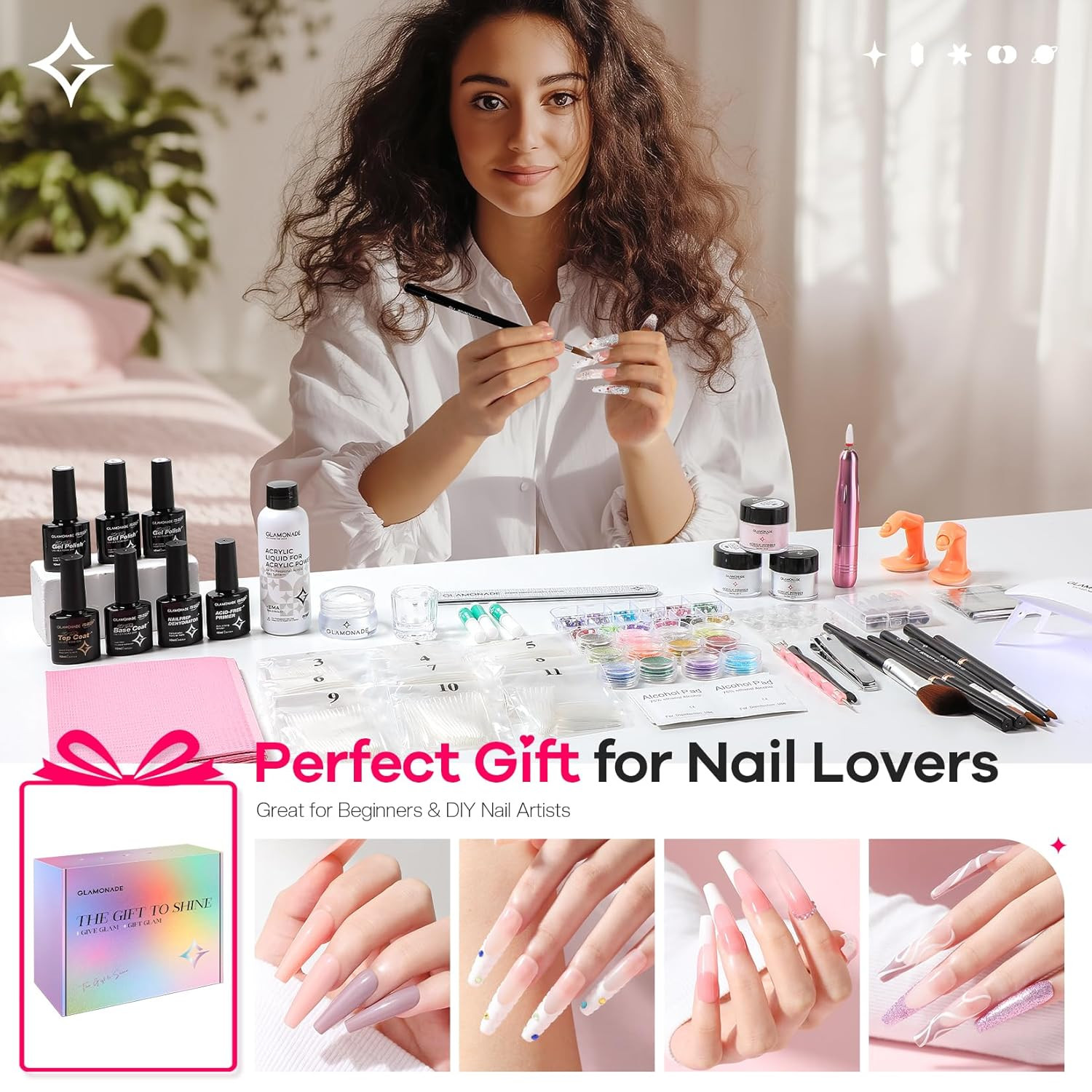 Acrylic Nail Kit for Beginners: Professional Nail Set with Drill Acrylic Powder