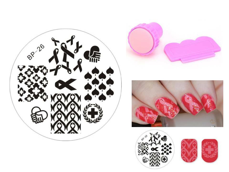 BP26 Crossover Ribbon Design Nail Art Template Image Plate Stamper Scraper Kit
