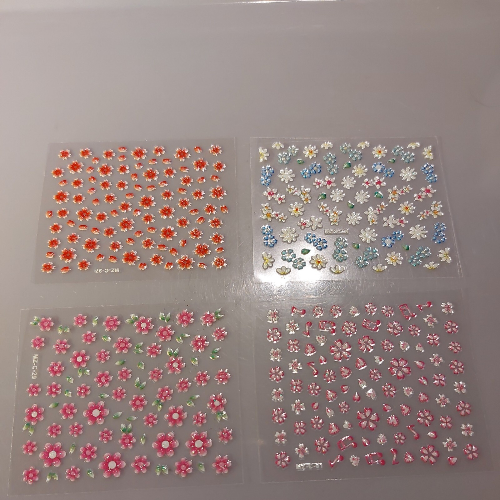 4 X Small Sheets Of Colour Nail Art Stickers (Dn378) New