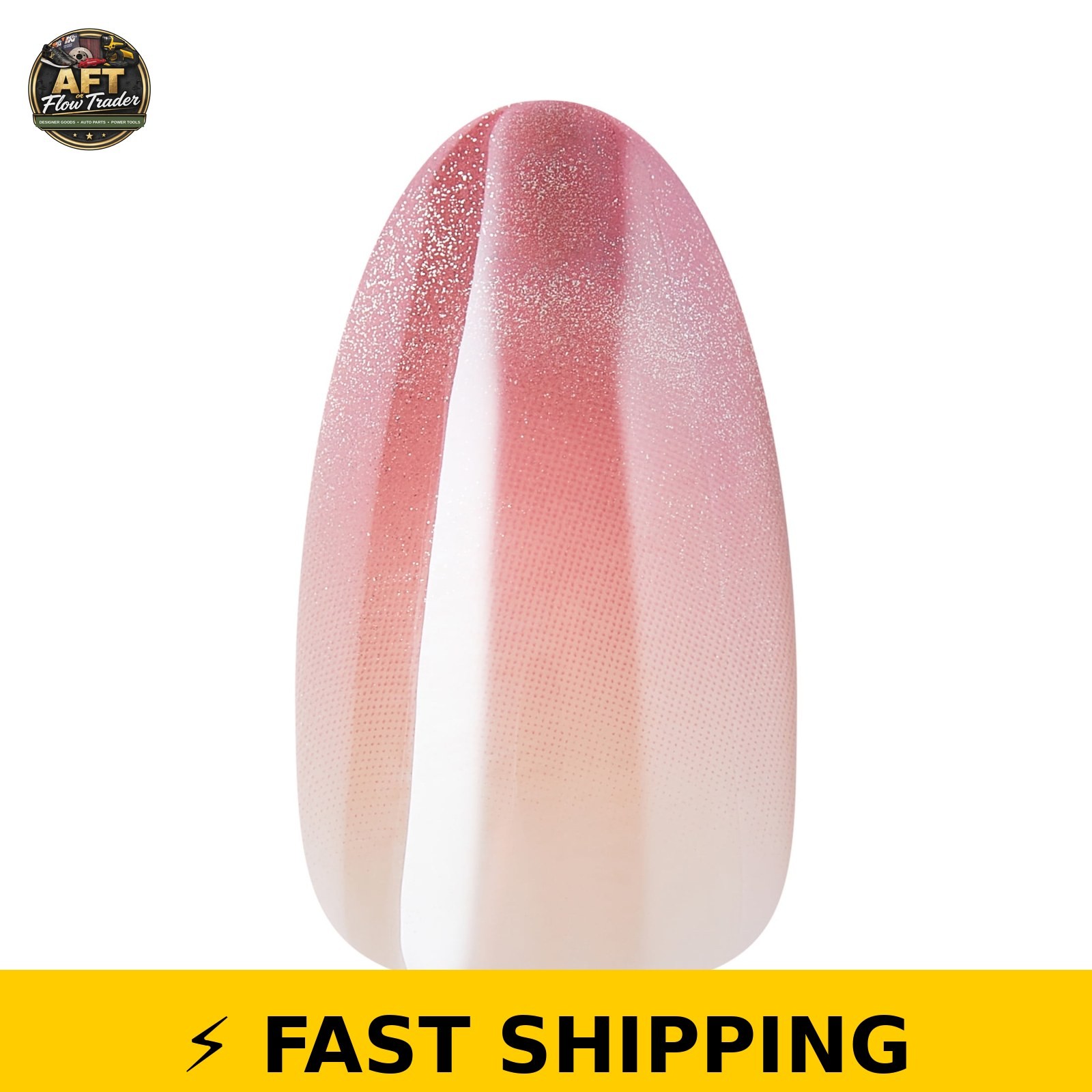 Kiss Glam Press On Nails Almond ‘Stardust Wonder’ Pink Medium 32 Count