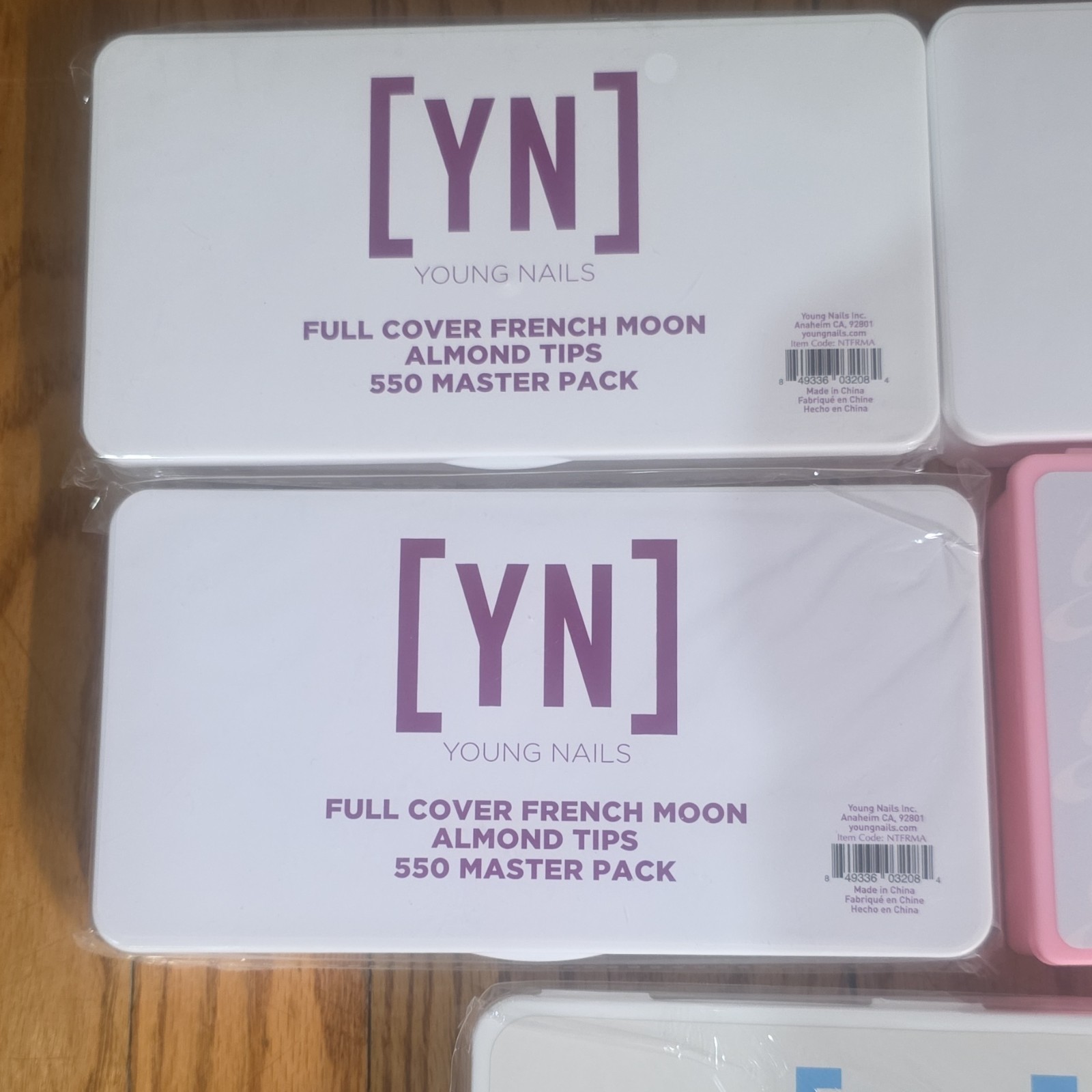 Young Nails Full Cover French Nail Tips Almond/Square XL White/Pink With Box