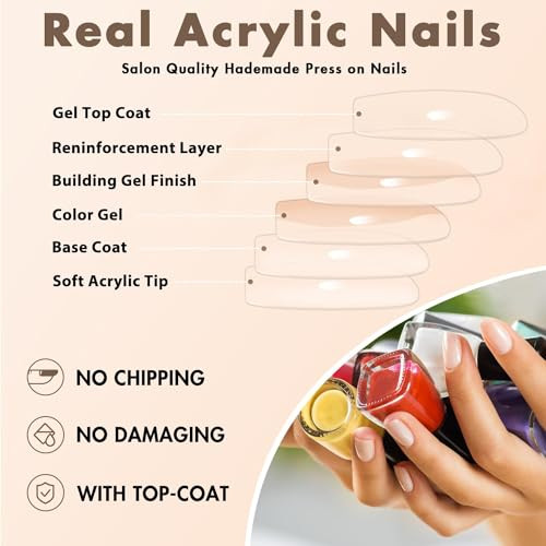 Long Medium Press On Nails Coffin Nails Press Ons Gloss, glossy hot pink