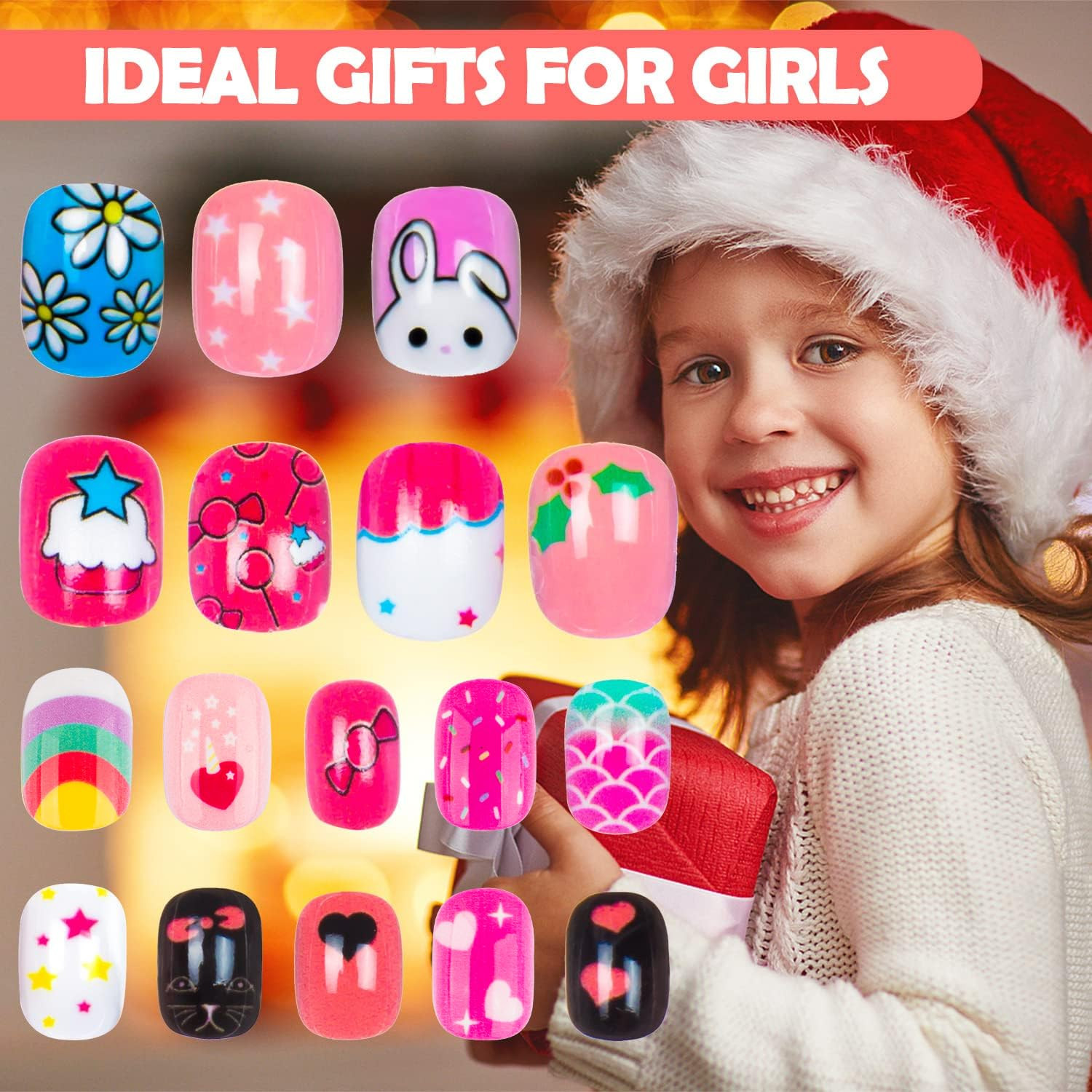 144 Pieces Press on Nails for Kids Children Fake Nails for Girls Artificial Kids