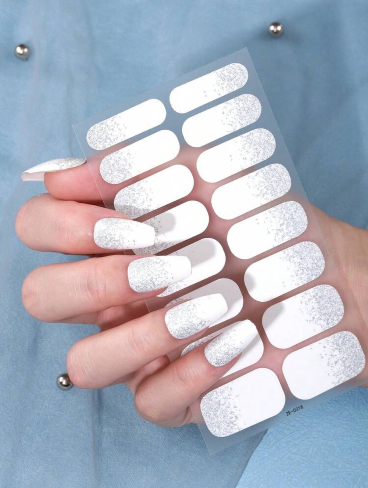 Nail Art Stickers Self-Adhesive DIY Wraps Full Cover Gel Polish Glitter NO LAMP