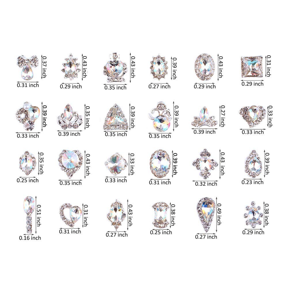 48PCS 3D Luxury Nail Art Rhinestones Nail Diamonds Glass Crystal AB Metal Gem…