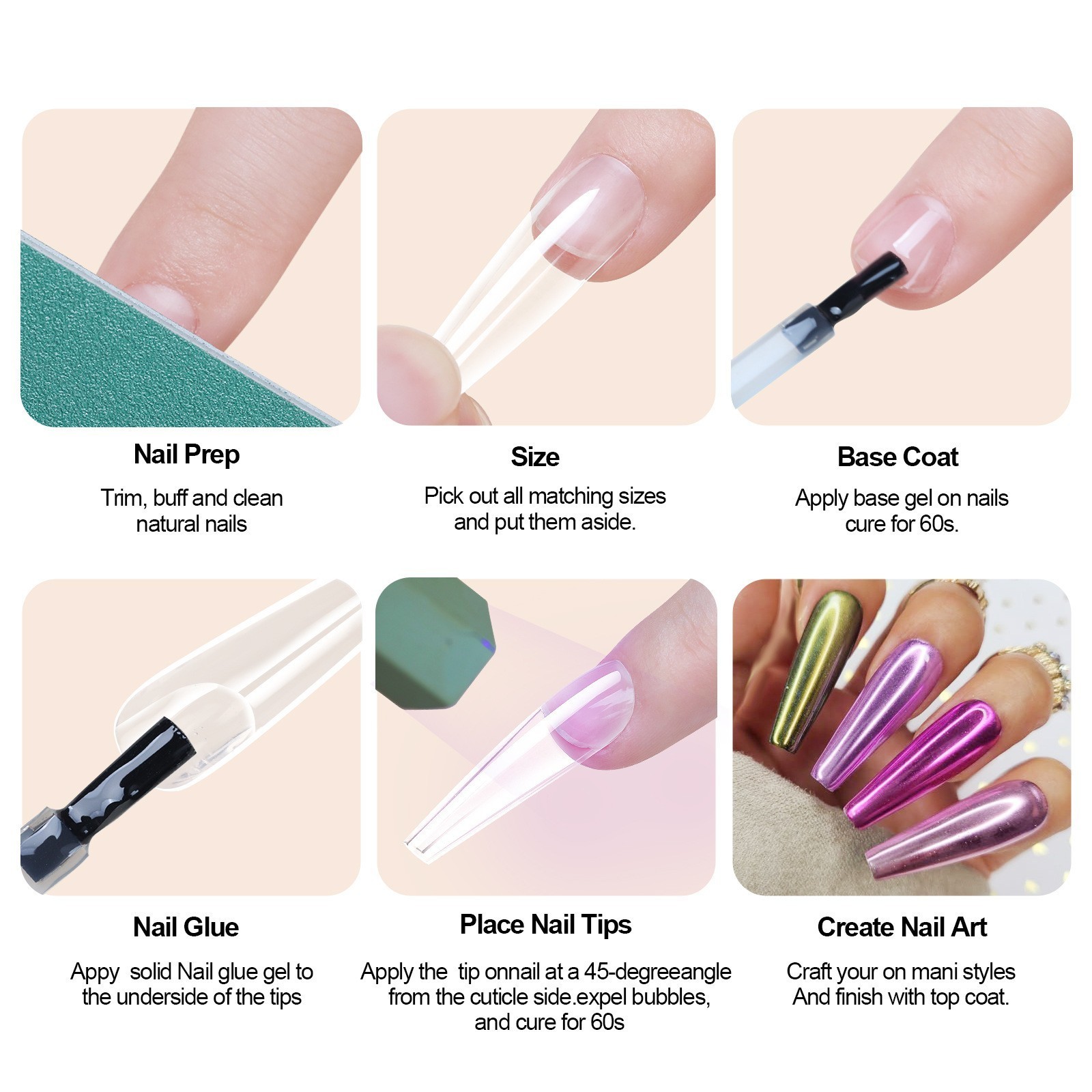 Half Matte Almond Stiletto Square Shape Nail Tips Soft Gel Nail Tips 12 Sizes