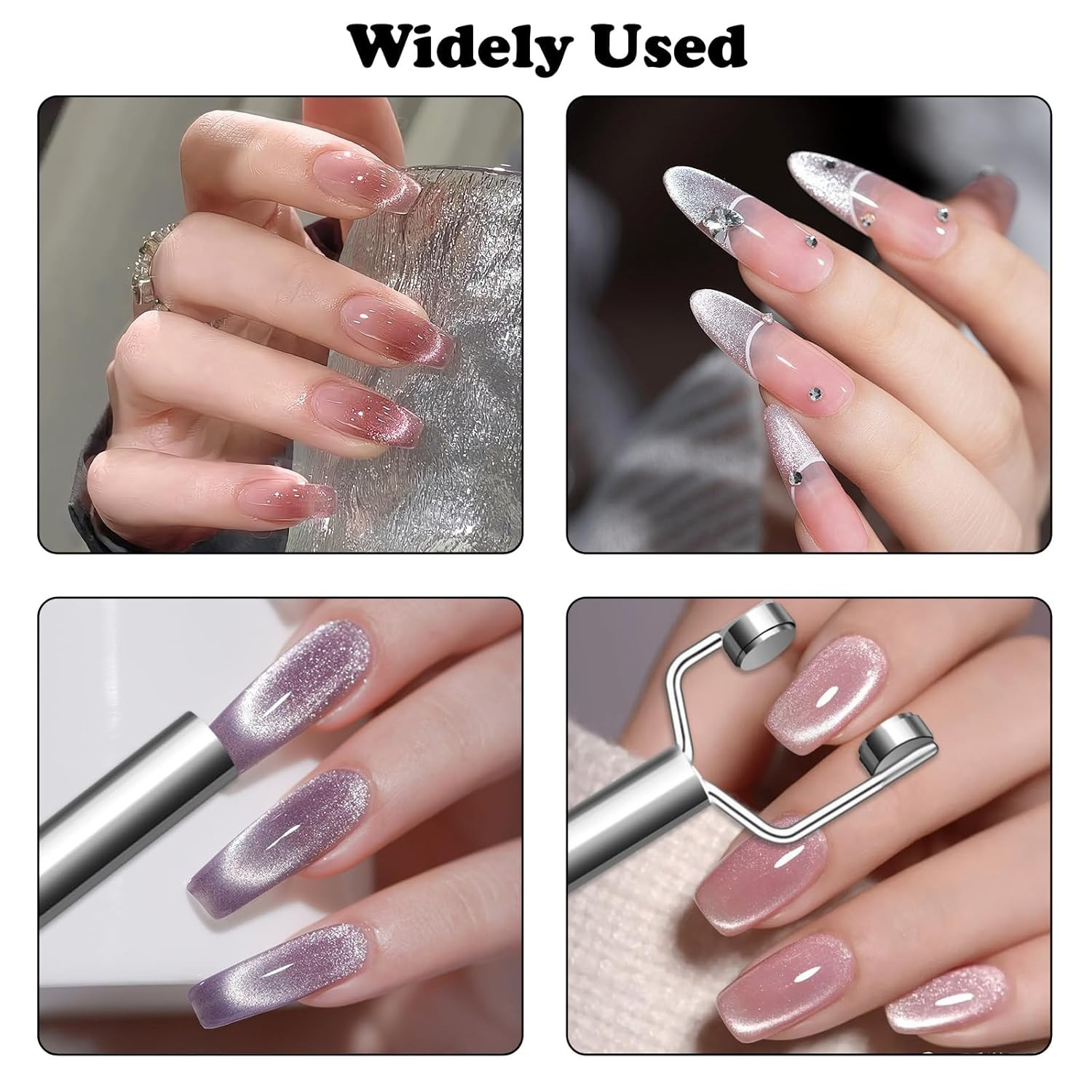 3 IN 1 Cat Eye Nail Magnet Y-Shaped Double Head Magnetic Gel Silver